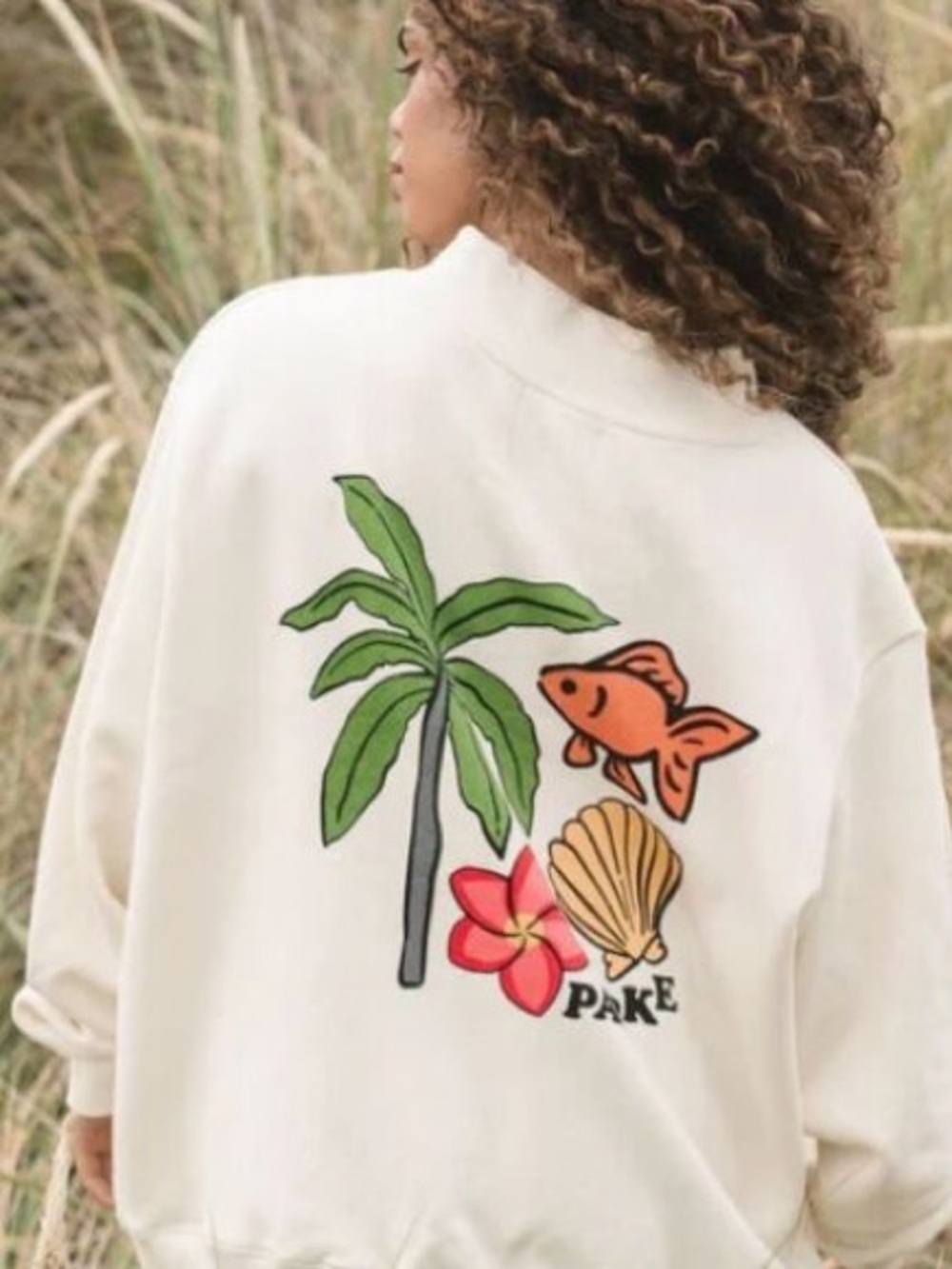 Parke RARE Heritage Summerland Mockneck Cream Fish Shell Tropical Size Large XL - Picture 1 of 11